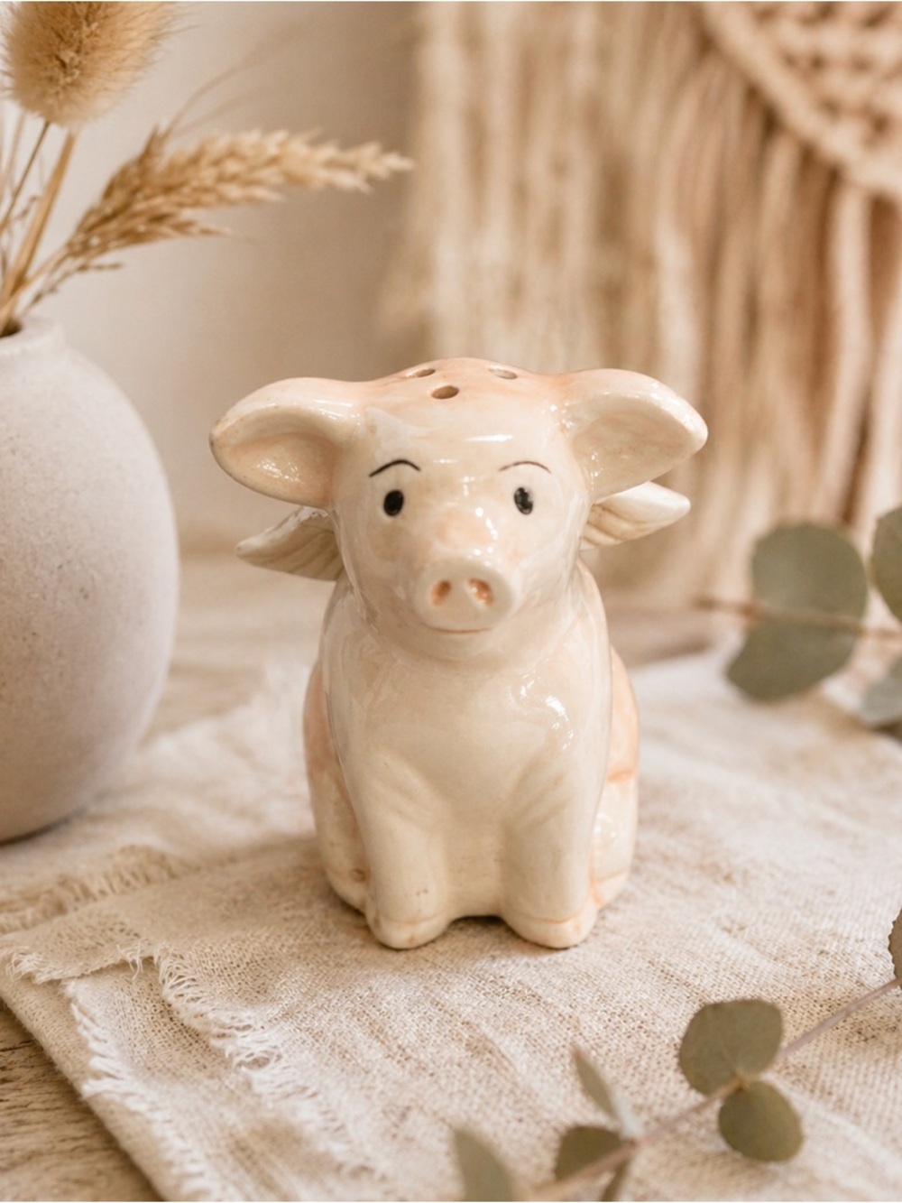 Pier 1 "When Pigs Fly" Winged Ceramic Mini Pig